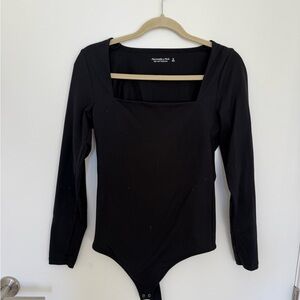 Abercrombie & Fitch Black Fitted Long Sleeve Bodysuit